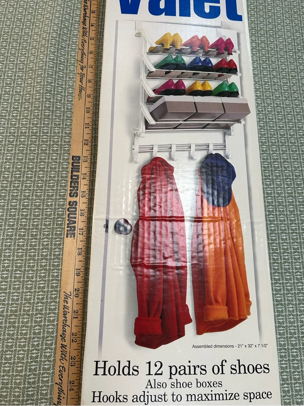 OverDoor Valet Clothing & Shoe Organizer - Steel & Polymer White Construction.